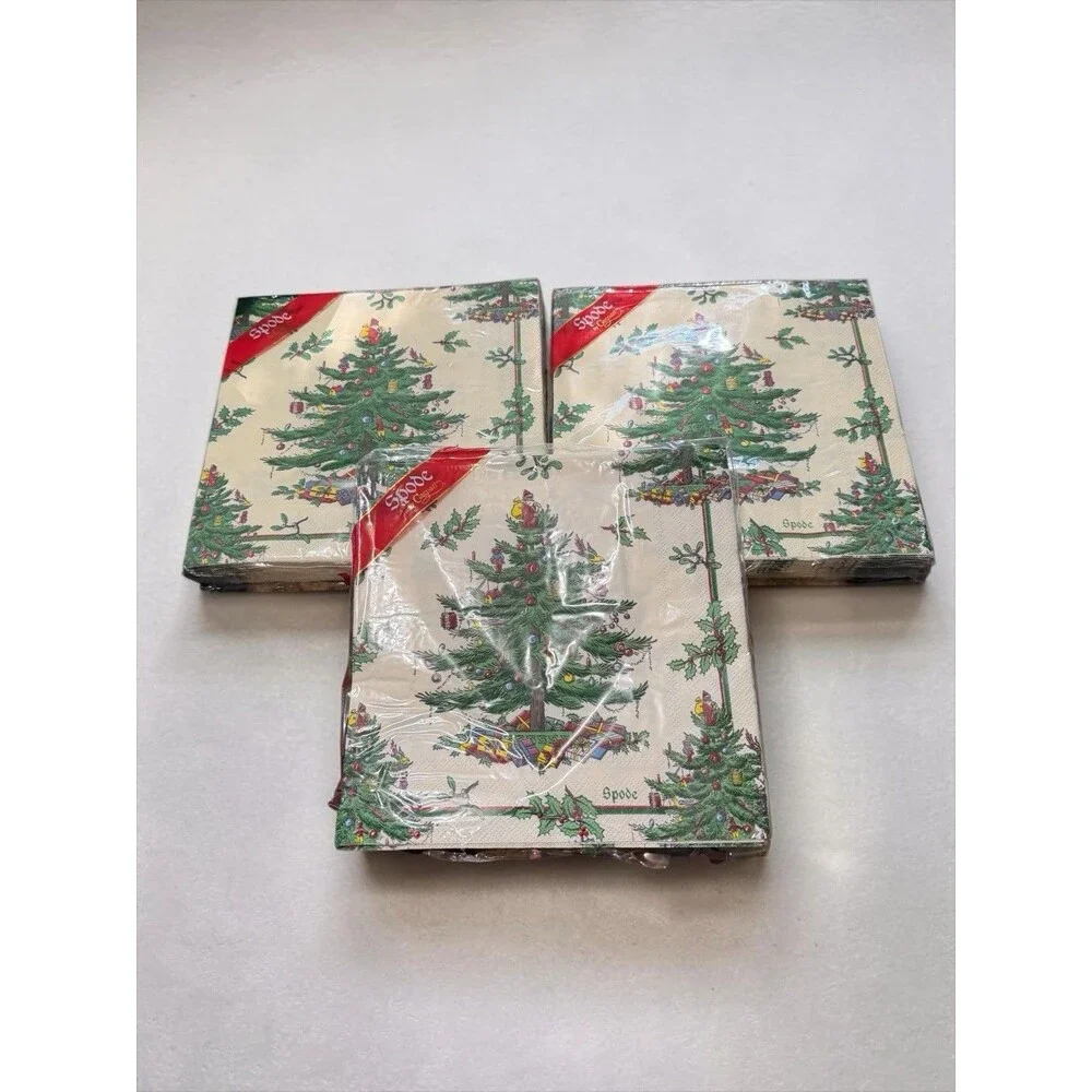 3 Packages Spode Christmas Tree 8” Paper Napkins 55 Total 2 NIP 1 Partial